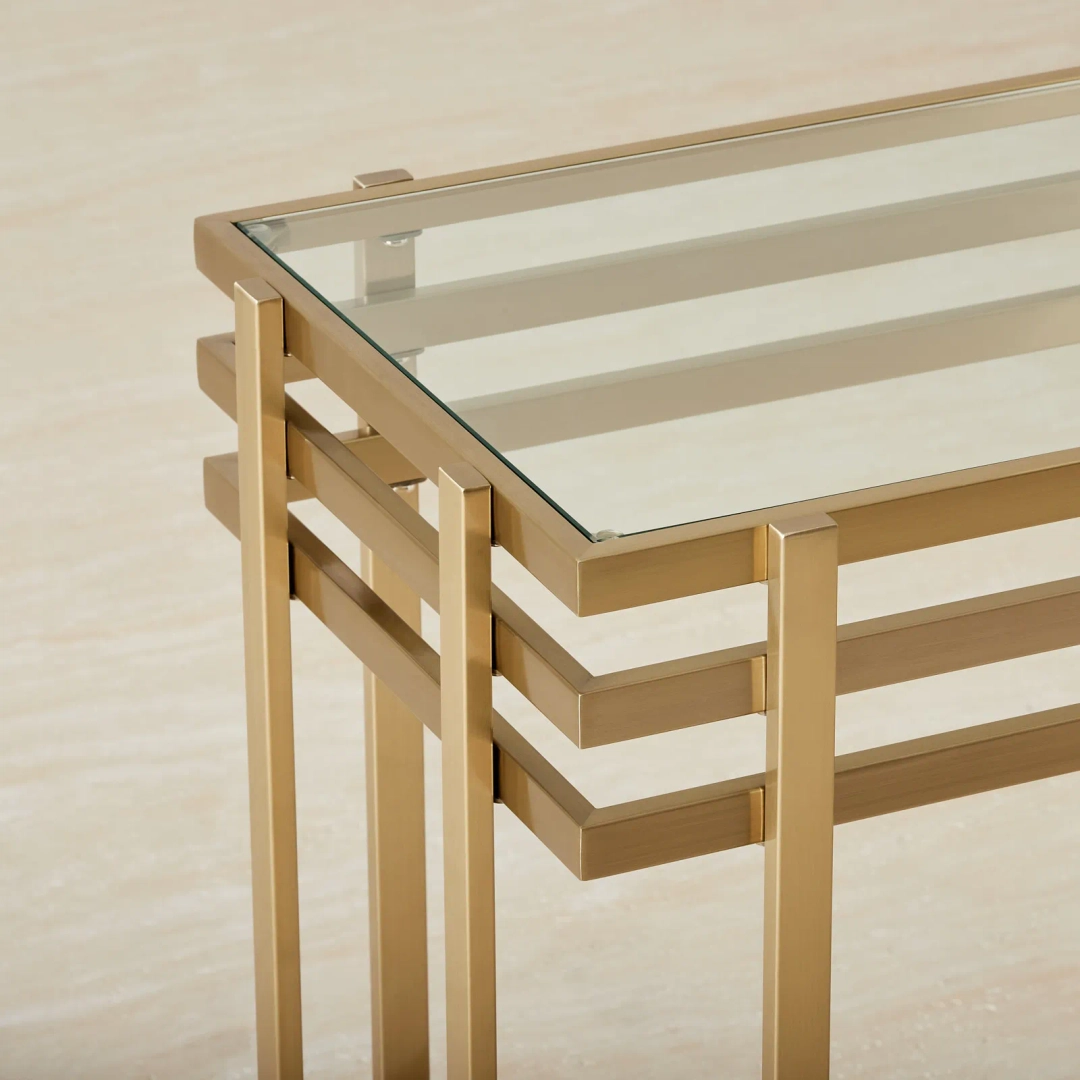 Grazia Brushed Champagne Gold Stainless Steel Console Table