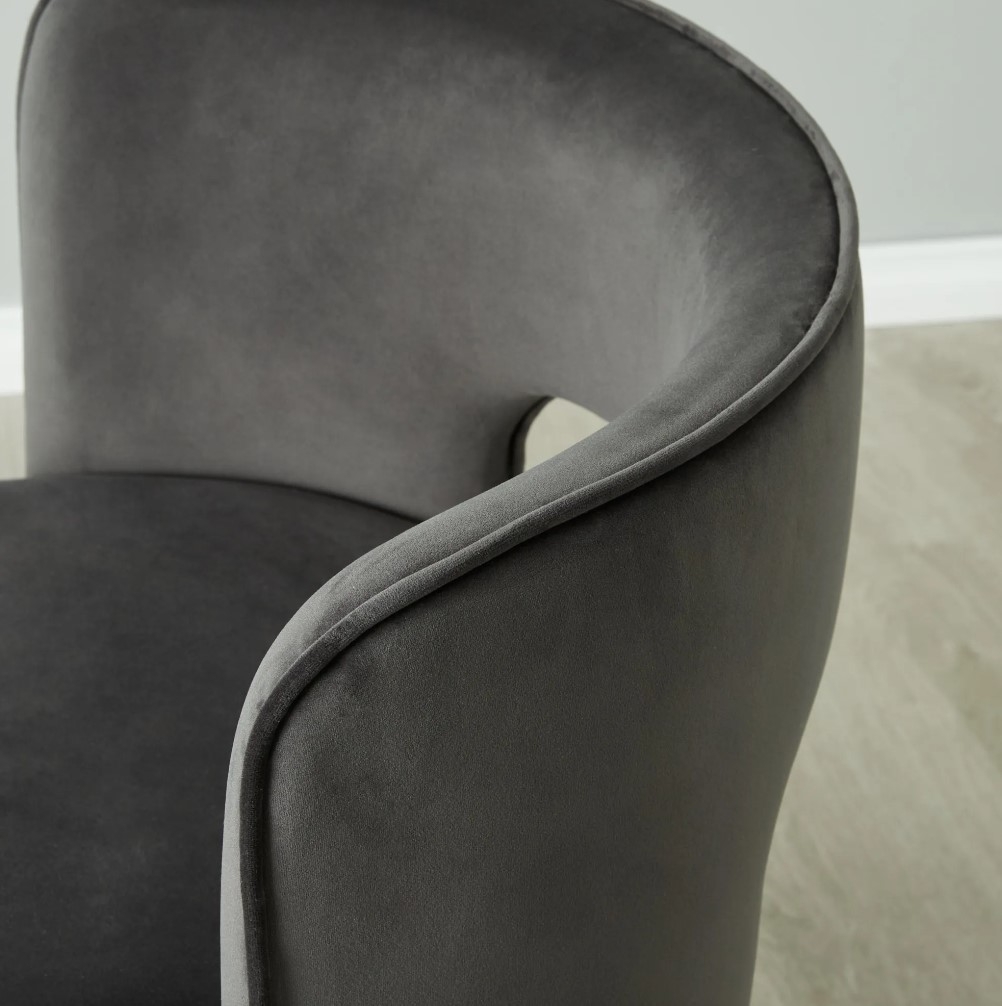 Sutton Charcoal Velvet Swivel Dining Chair