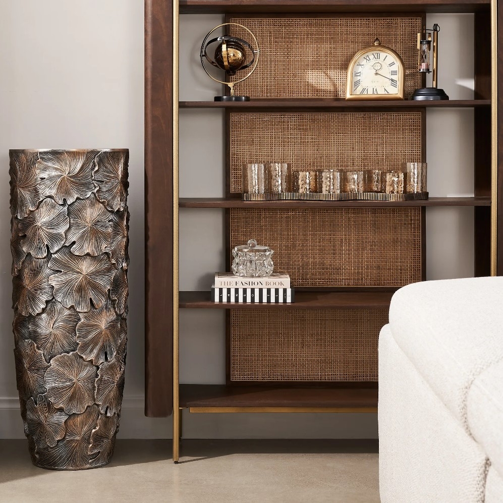 Posy Elongated Antique Gold Vase Large