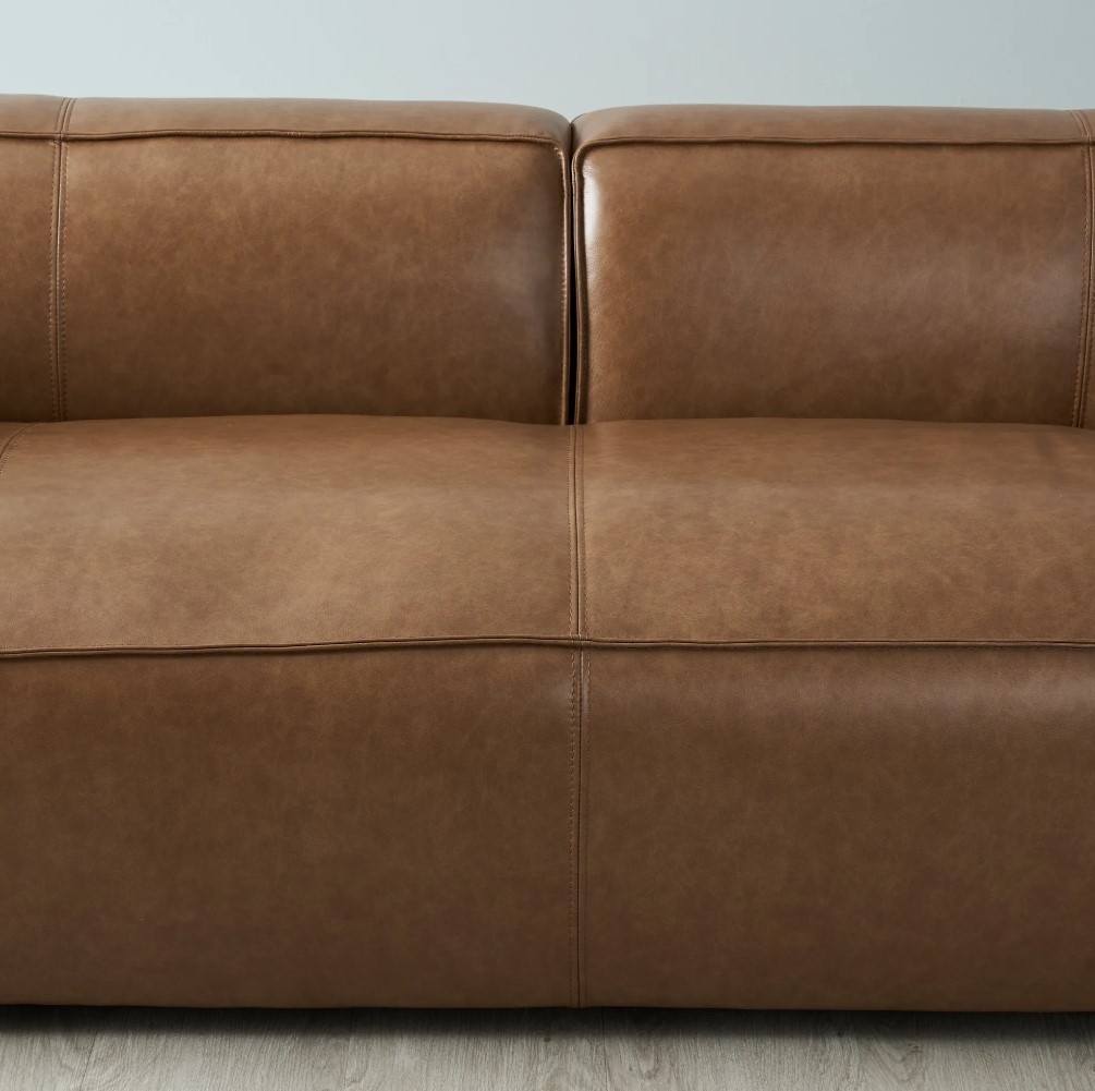 Anver Vintage Tan Leather 4Seater Sofa