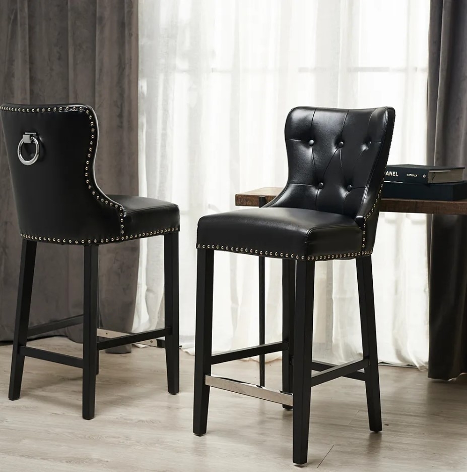 Viktor Black Vegan Leather 76cm Bar Stool