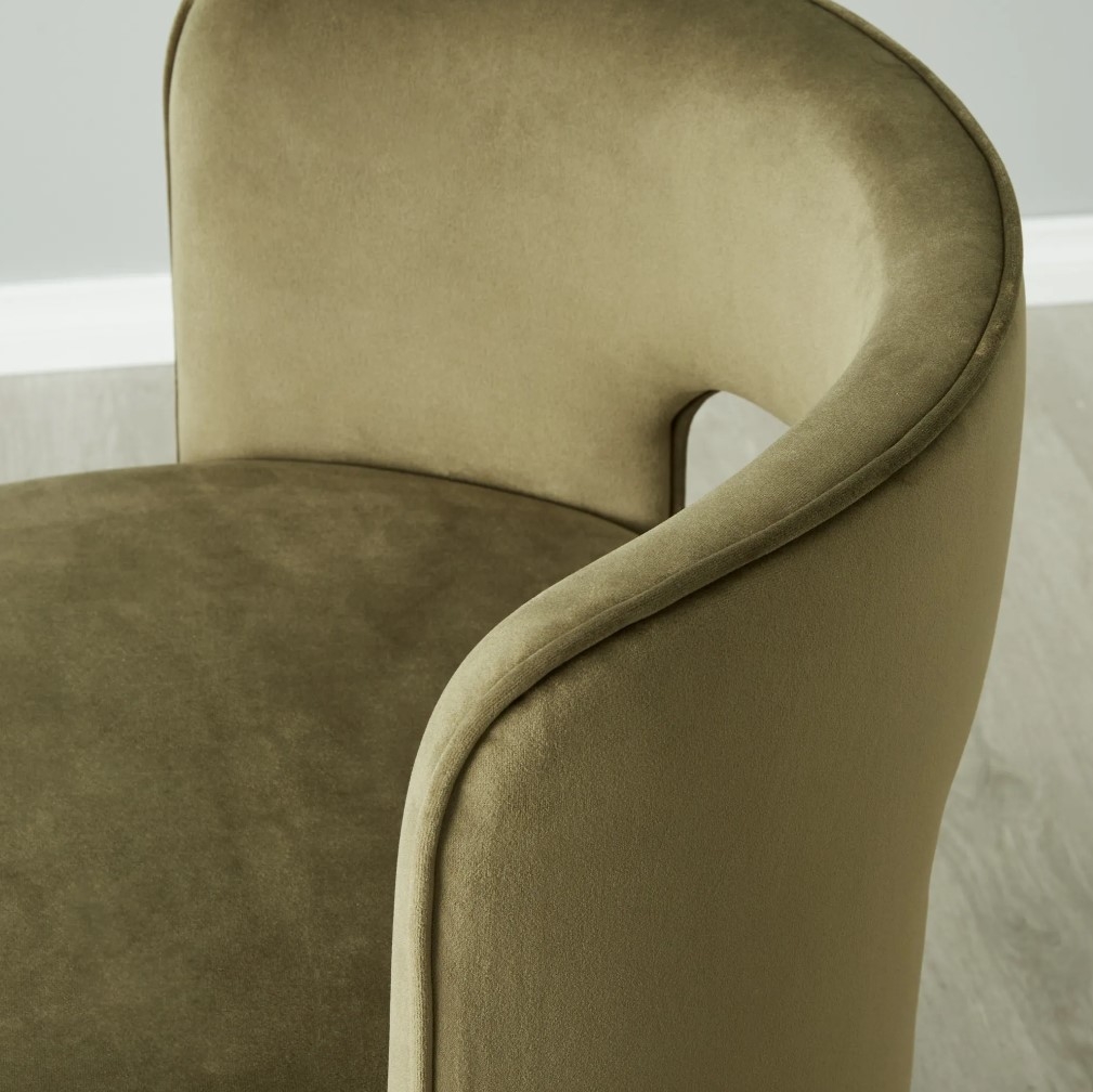 Sutton Olive Green Velvet Swivel Dining Chair