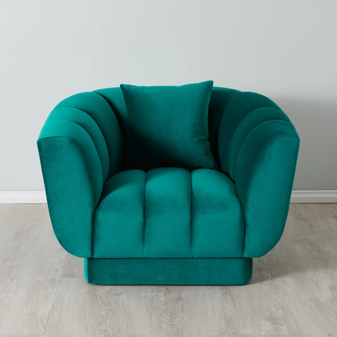 Fransesca Peacock Blue Velvet Occasional Chair