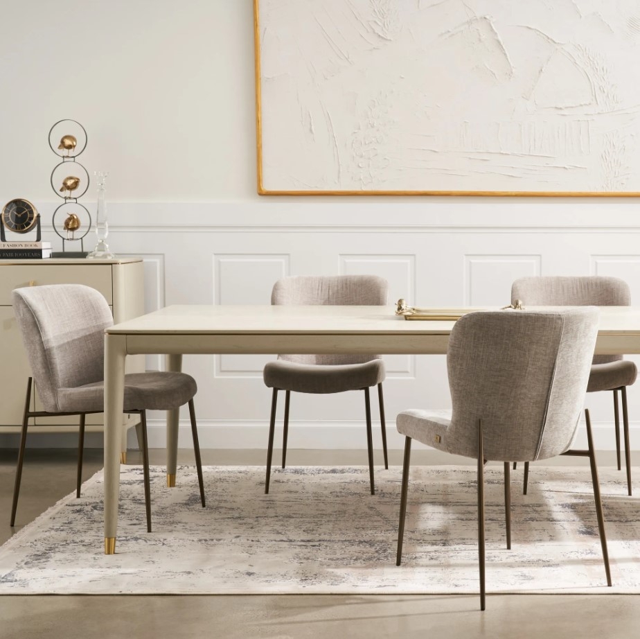 Hailey Vintage Grey Chenille Fabric Dining Chair - Black Legs | Koala ...