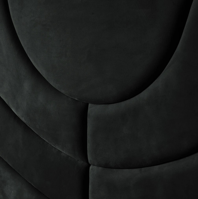 Gertrude Charcoal Velvet King Bed - Brushed Black Nickel Stainless ...
