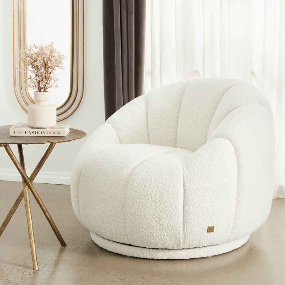 Phylis II Cream Boucle Swivel Occasional Chair