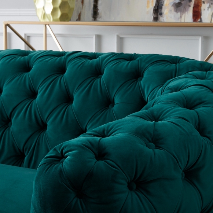 Kelly Emerald Velvet 2Seater Sofa Gold Legs