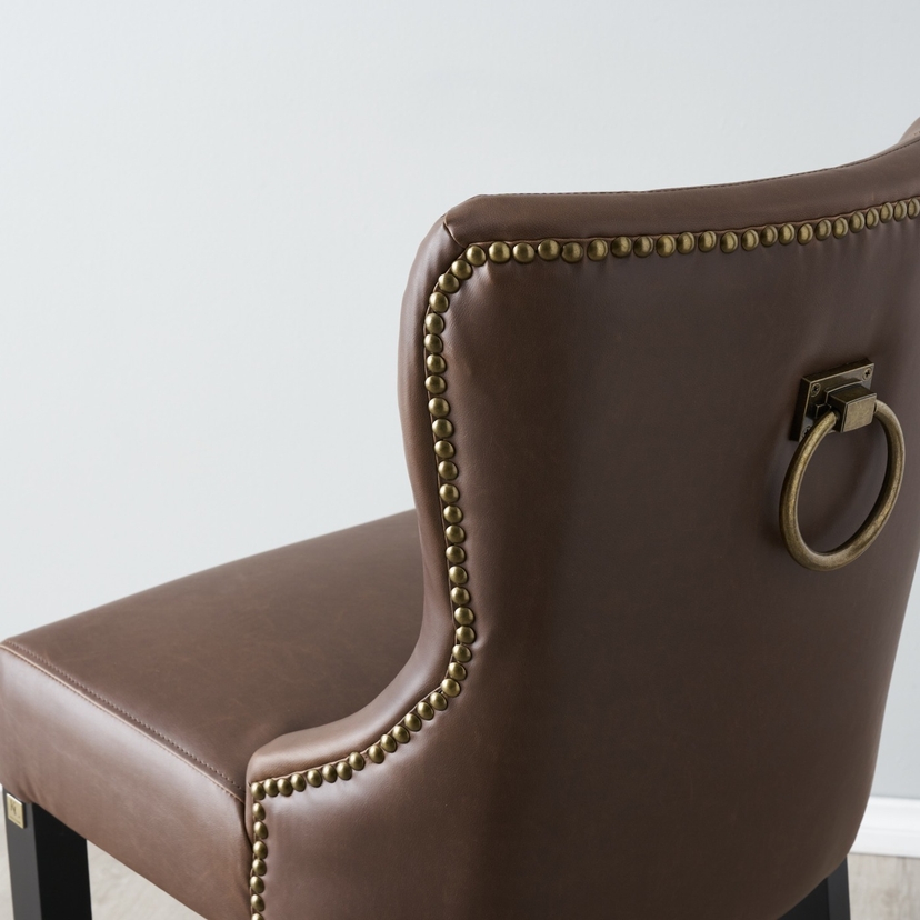 Saxon Brown Vegan Leather Bar Stool