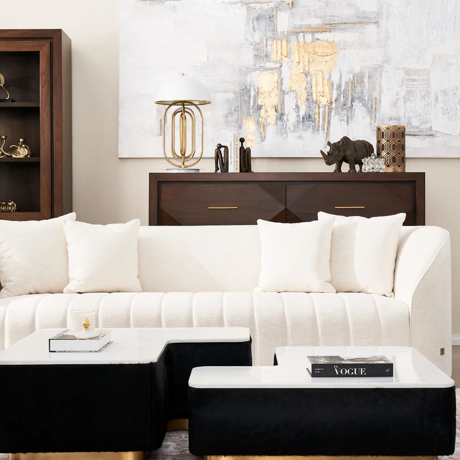 Sambo Snow White Marble Coffee Table-High | Koala Living