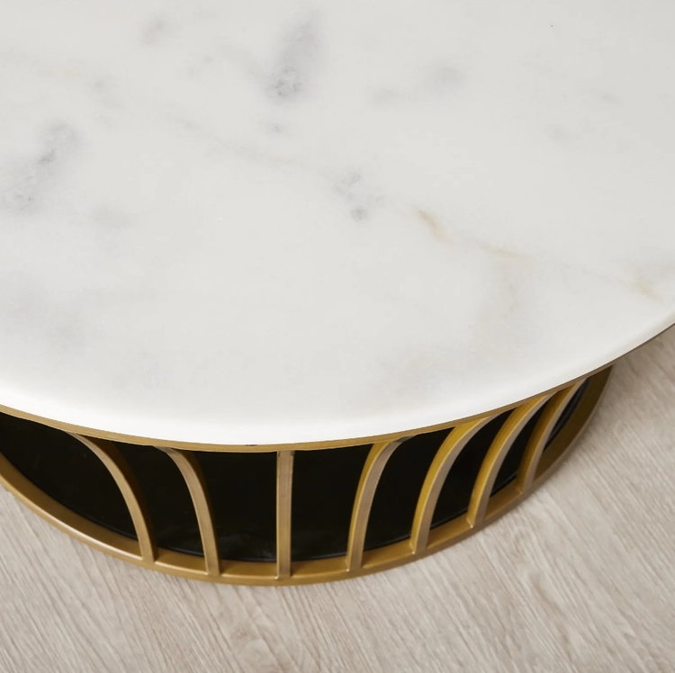 Oracle Natural White Marble Coffee Table - Brushed Bronze Base | Koala ...