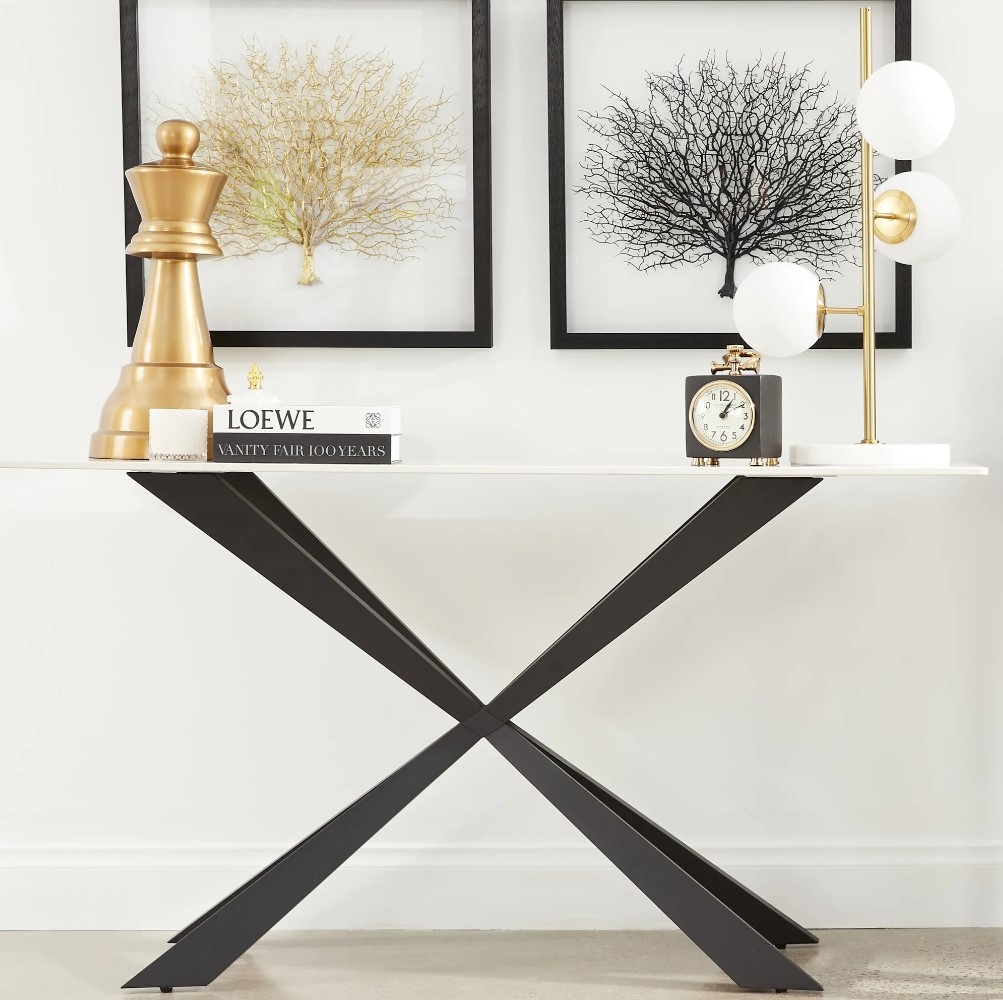 Lena White Sintered Stone Console Table