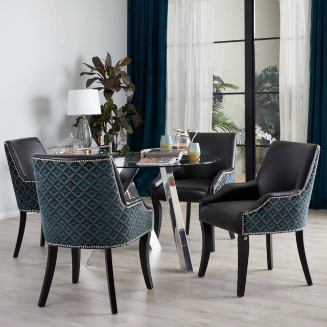 Jutta Glass 120cm Dining Table - Stainless Steel Legs | Koala Living