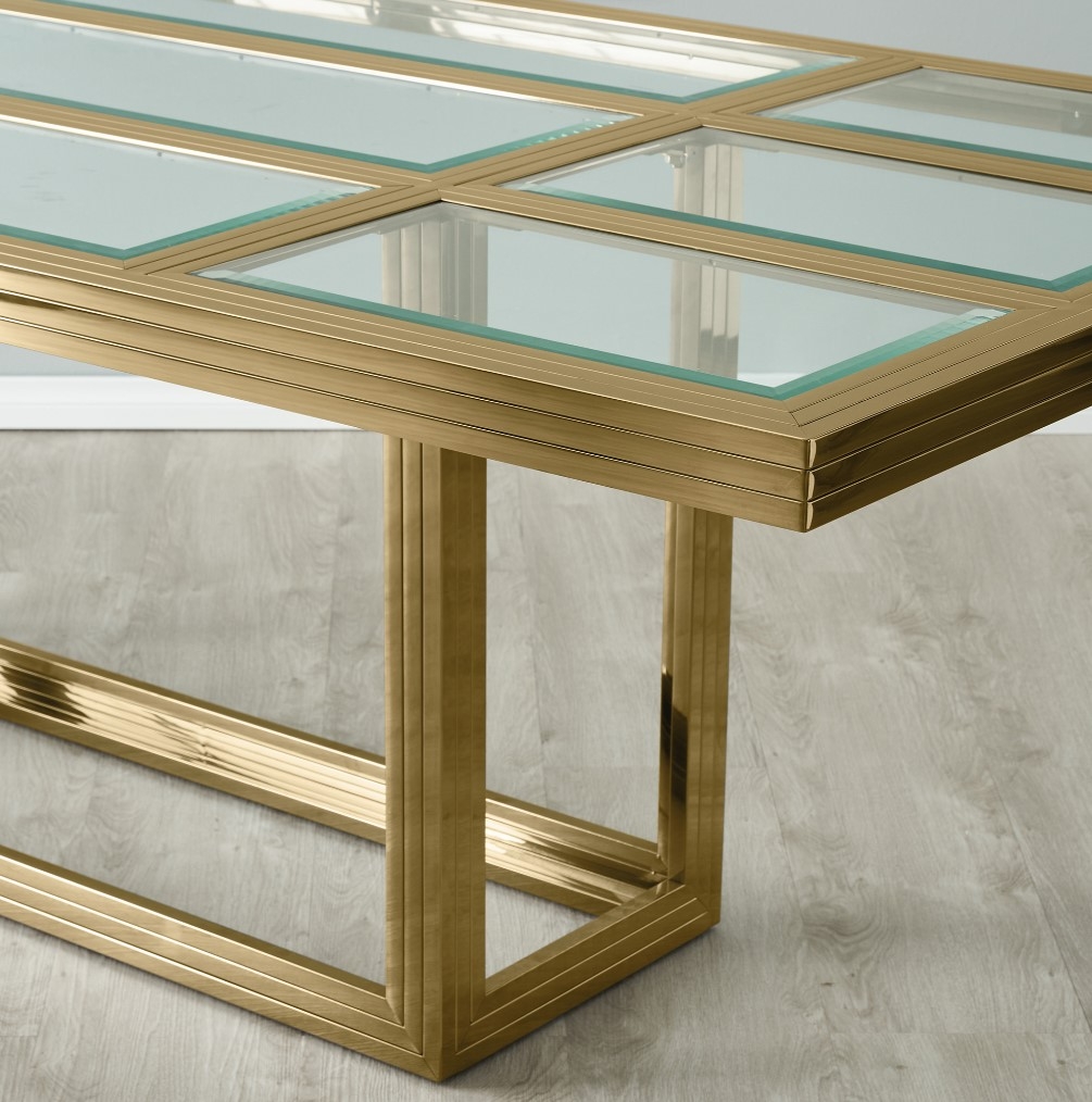 Titus Gold Dining Table Glass Top