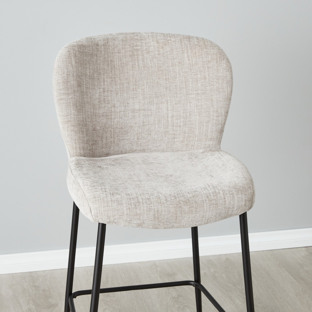 Vintage Grey Fabric 64cm Counter Stool Black Legs