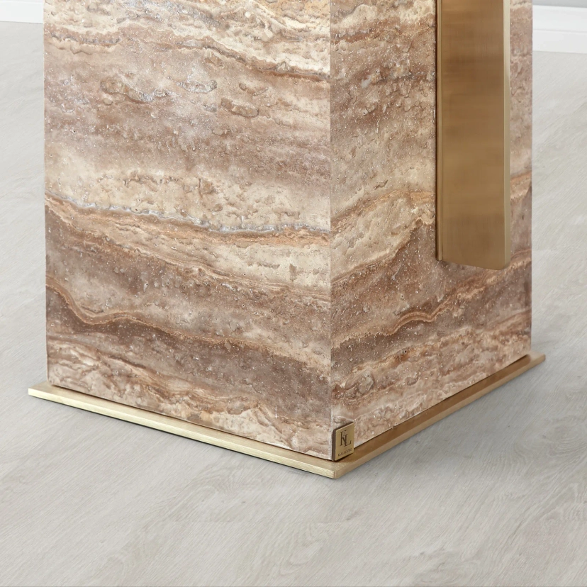 Monolith Natural Silver-Grey Travertine Side Table | Koala Living