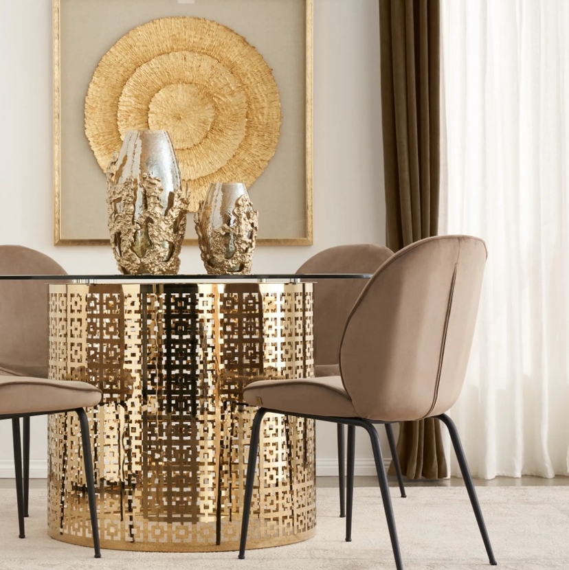 Abbey II Beige Velvet Dining Chair Black Legs