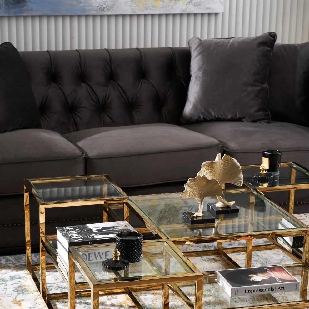 Pascal Mushroom Velvet 3-Seater Sofa | Koala Living