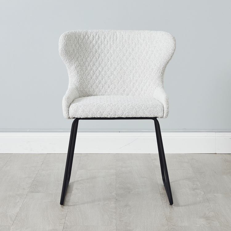 Quinn Cream Boucle Dining Chair Black Legs