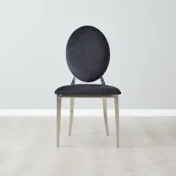 Flora Black Velvet Dining Chair - Stainless Steel Legs