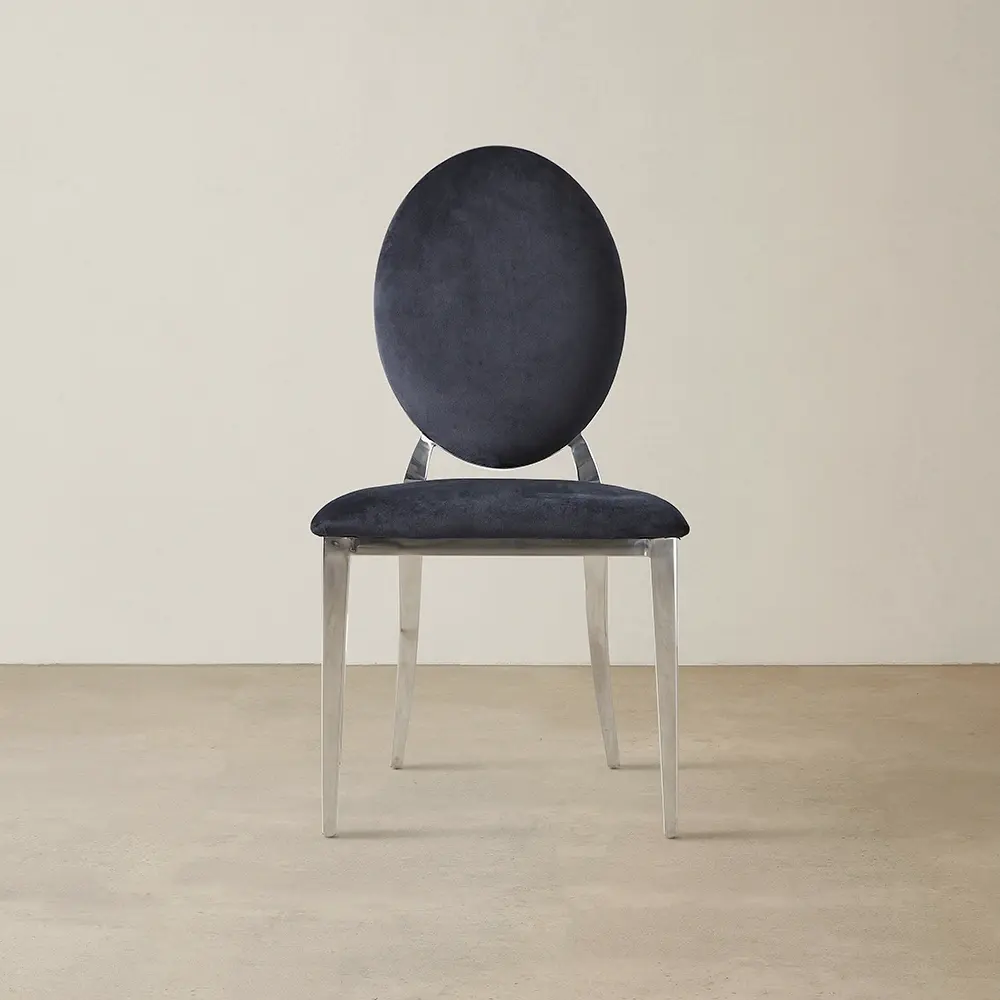 Flora Black Velvet Dining Chair - Stainless Steel Legs