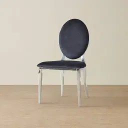 Flora Black Velvet Dining Chair - Stainless Steel Legs