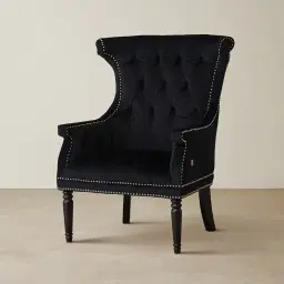 Deco Black Velvet Armchair