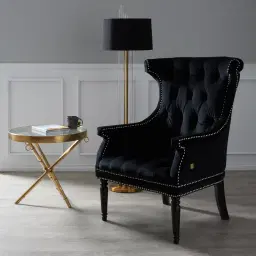 Deco Black Velvet Armchair