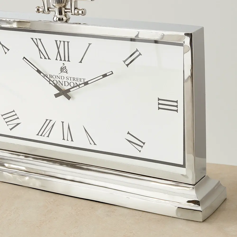 Deco Aluminium Nickel Table Clock