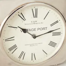 Tik Tok Silver Table Clock -Tan Leather Strap