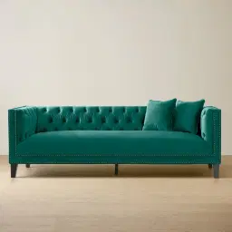 Vogue Peacock Blue Velvet 3-Seater Sofa 