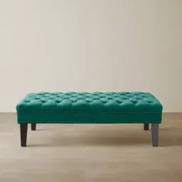 Vogue Peacock Blue Velvet Ottoman