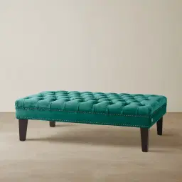 Vogue Peacock Blue Velvet Ottoman