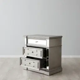 Solitude Antique Silver Bedside Table