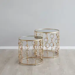 Mystic Antique Gold Mirror Side Tables 