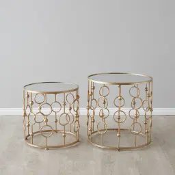 Mystic Antique Gold Mirror Side Tables 