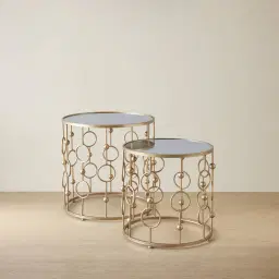 Mystic Antique Gold Mirror Side Tables 