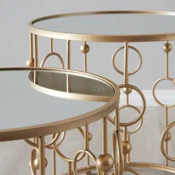 Mystic Antique Gold Mirror Side Tables 
