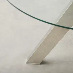 Jutta Glass 120cm Dining Table - Stainless Steel Legs