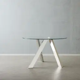 Jutta Glass 120cm Dining Table - Stainless Steel Legs
