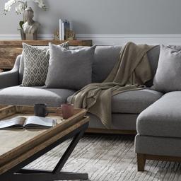 Catheryn Space Grey Fabric Right Chaise Lounge