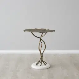 Dhara Antique Brass Finish Leaf Side Table