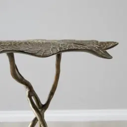 Dhara Antique Brass Finish Leaf Side Table