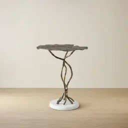 Dhara Antique Brass Finish Leaf Side Table