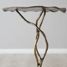 Dhara Antique Brass Finish Leaf Side Table