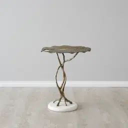 Dhara Antique Brass Finish Leaf Side Table
