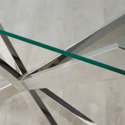 Lena Polished Stainless Steel Console Table - Glass Top