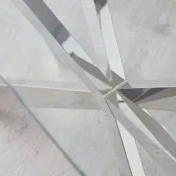 Lena Polished Stainless Steel Console Table - Glass Top