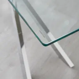 Lena Polished Stainless Steel Console Table - Glass Top