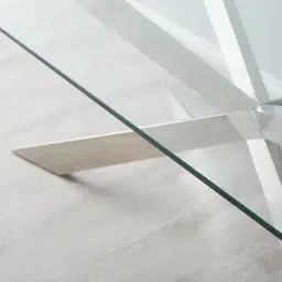 Lena Polished Stainless Steel Console Table - Glass Top