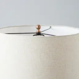 Diamante Antique Gold and Copper Metal Table Lamp - Cream Linen Lamp Shade